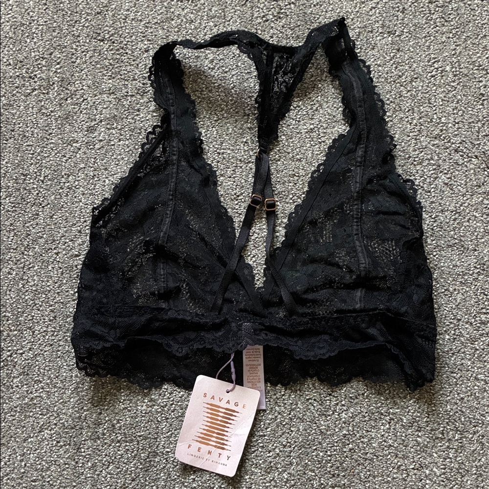 Savage X Fenty Black Lace Racerback Bralette - Picture 5 of 6